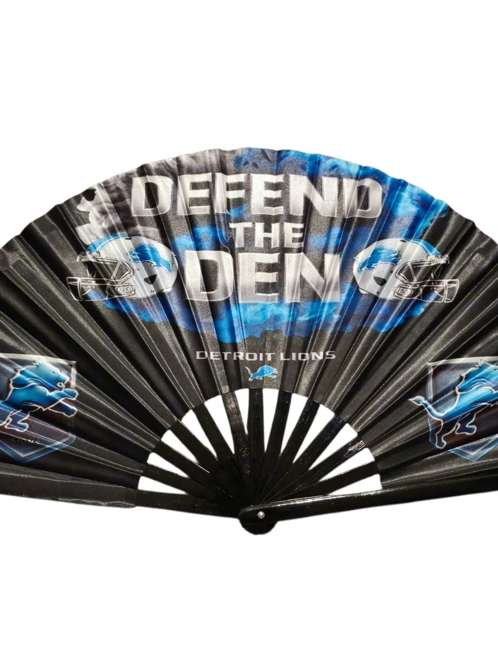 'Defend the Den' Black and Blue Fan Hand Fan